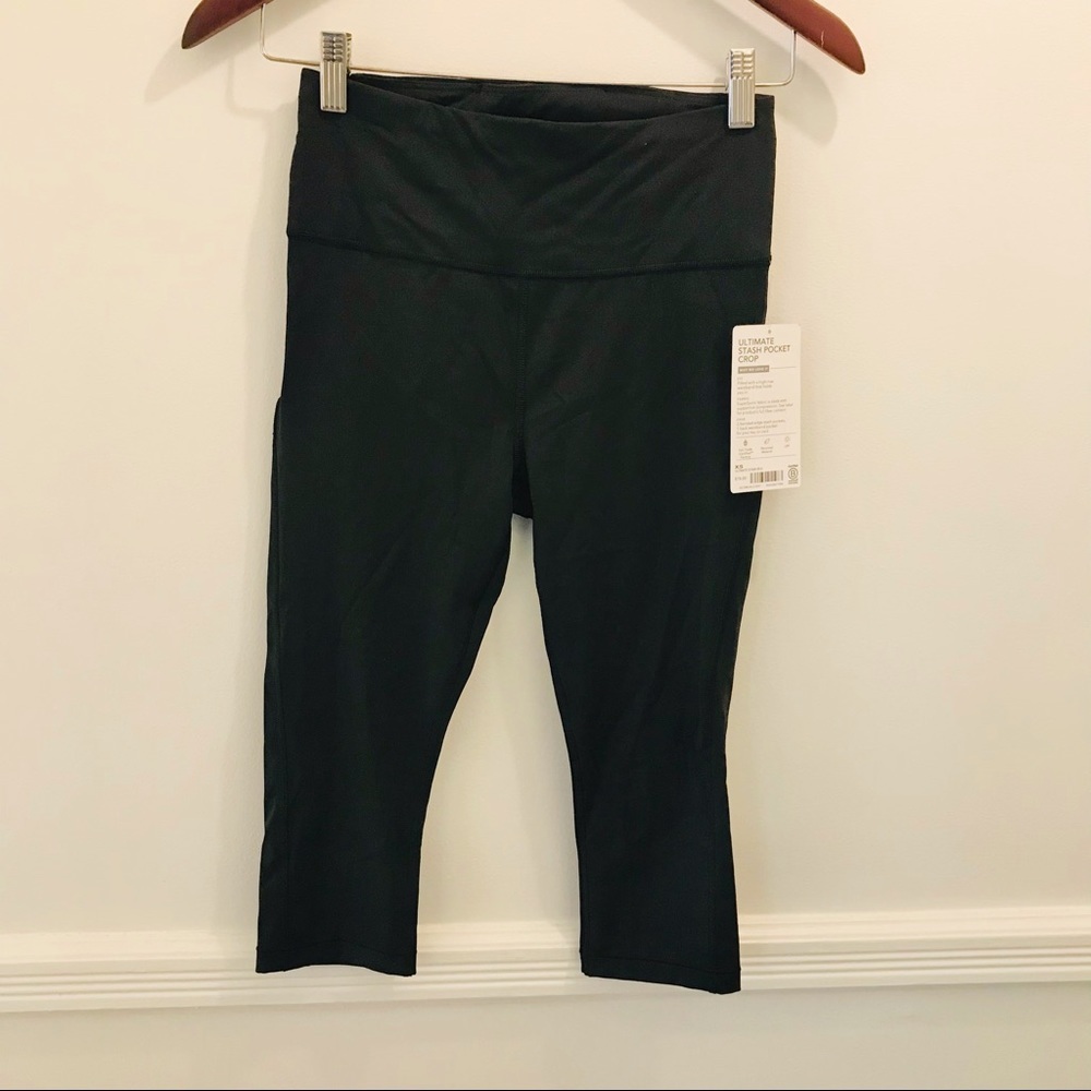 NWT Athleta Ultimate Stash Crop XS black leggings pants running workout - Picture 2 of 11